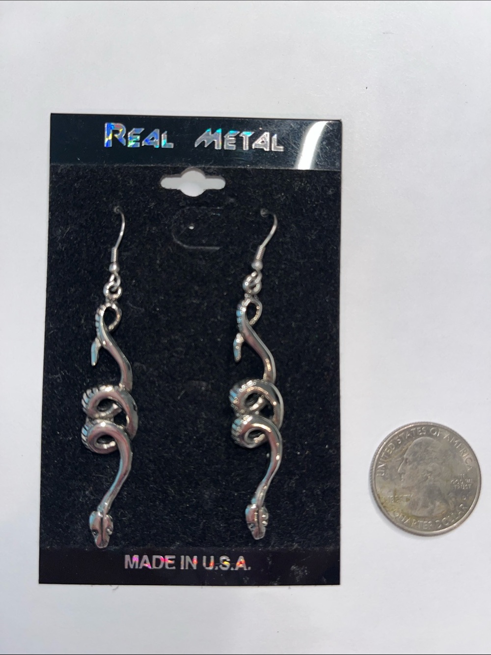 Silver Snake Drop Earrings - Halloween Goth